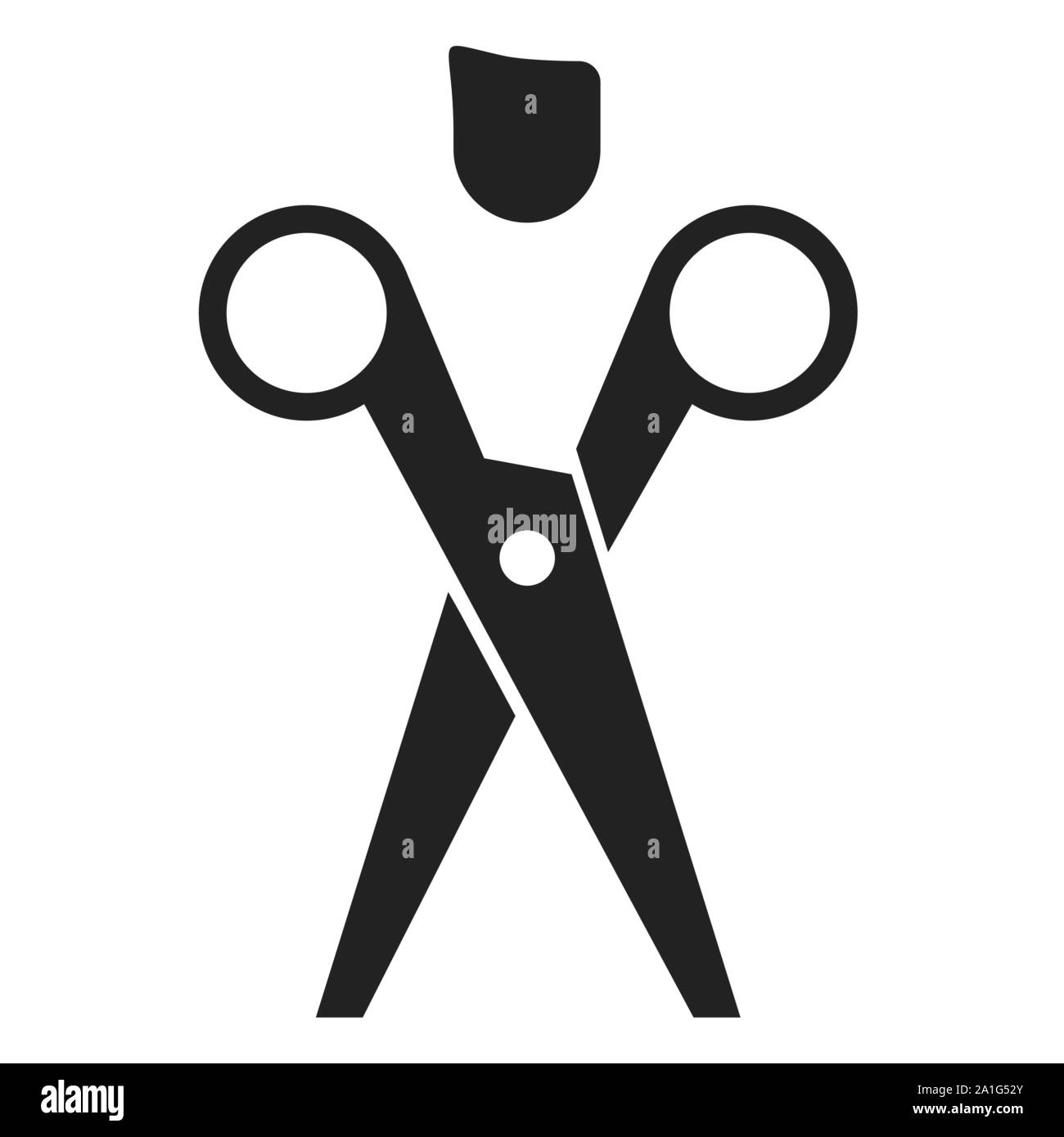 Guy ciseaux en télévision et de l'icône de style géométrique. Vector illustration. Illustration de Vecteur