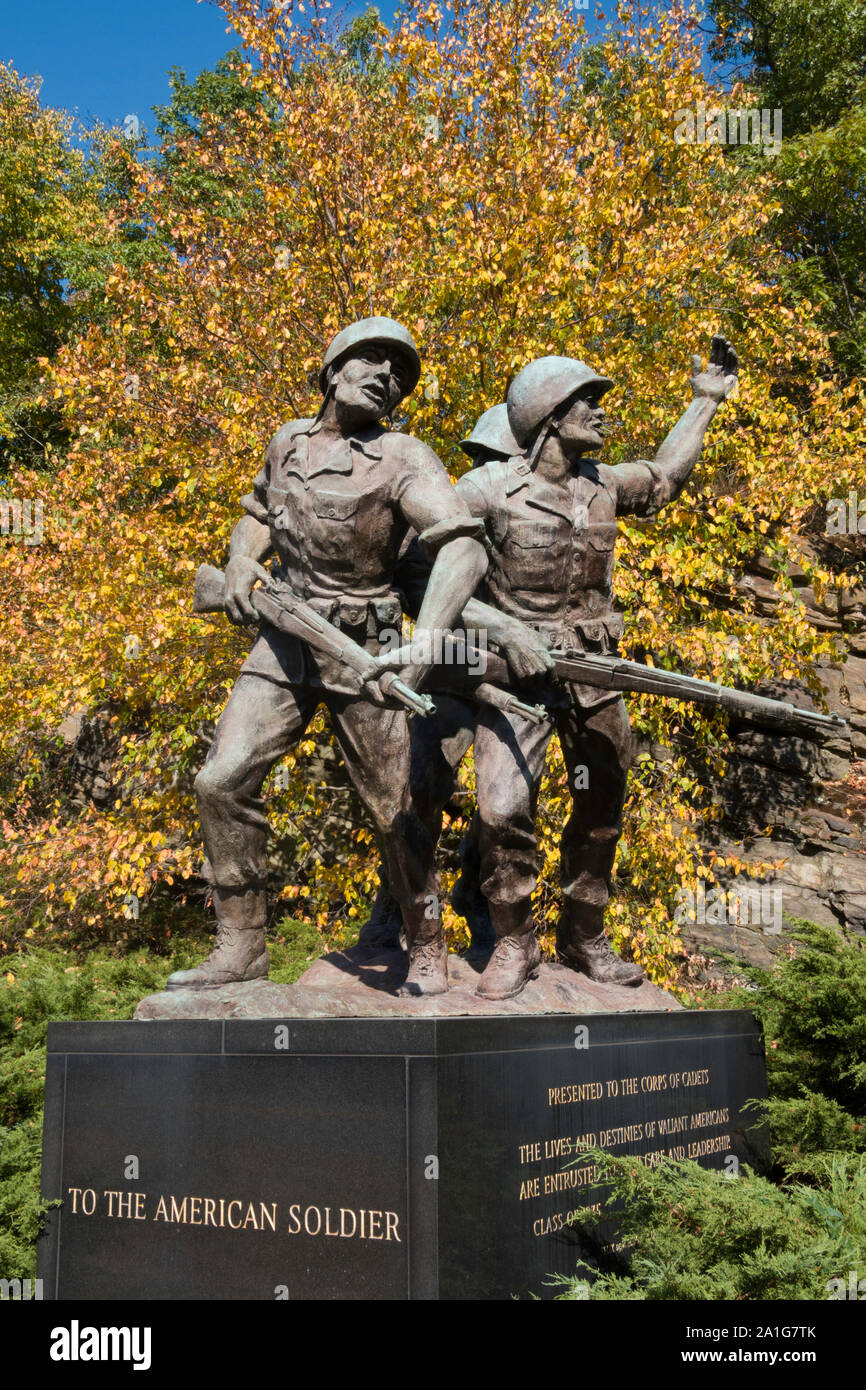 Sculpture consacrée au soldat américain à l'Académie militaire, West Point, NY, USA Banque D'Images