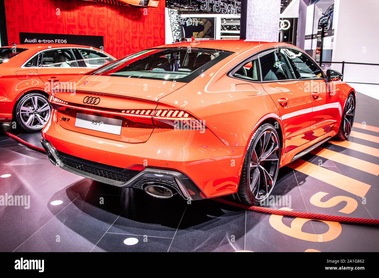 Francfort, Allemagne, nov 2019 Audi RS 7 performance à l'AIA, de deuxième génération, Type 4K8, MLBevo, plate-forme de la voiture produite par Audi Banque D'Images