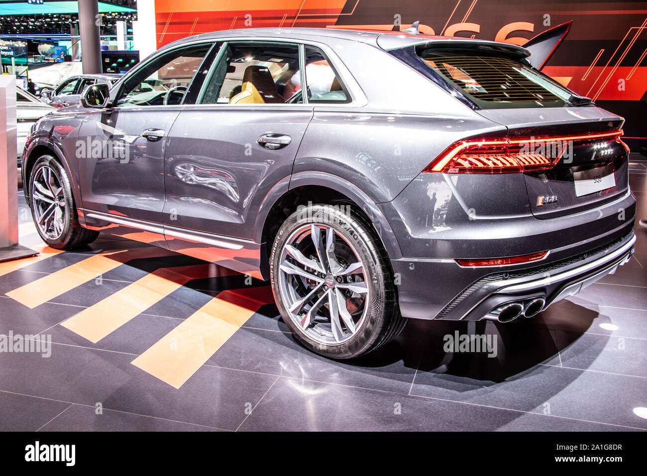 Francfort, Allemagne, 10 septembre 2019 : toute nouvelle Audi SQ8 à IAA, SUV produite par le constructeur automobile allemand Audi AG Banque D'Images