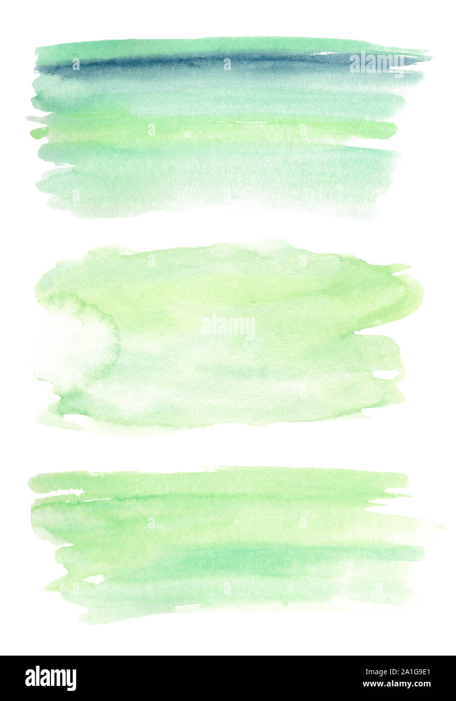 Pinceau aquarelle abstraite, illustrations tramées dessiné à la main. L'oeuvre peinte à la main verte. Les frottis, les traînées texture sur fond blanc. / 27 Banque D'Images