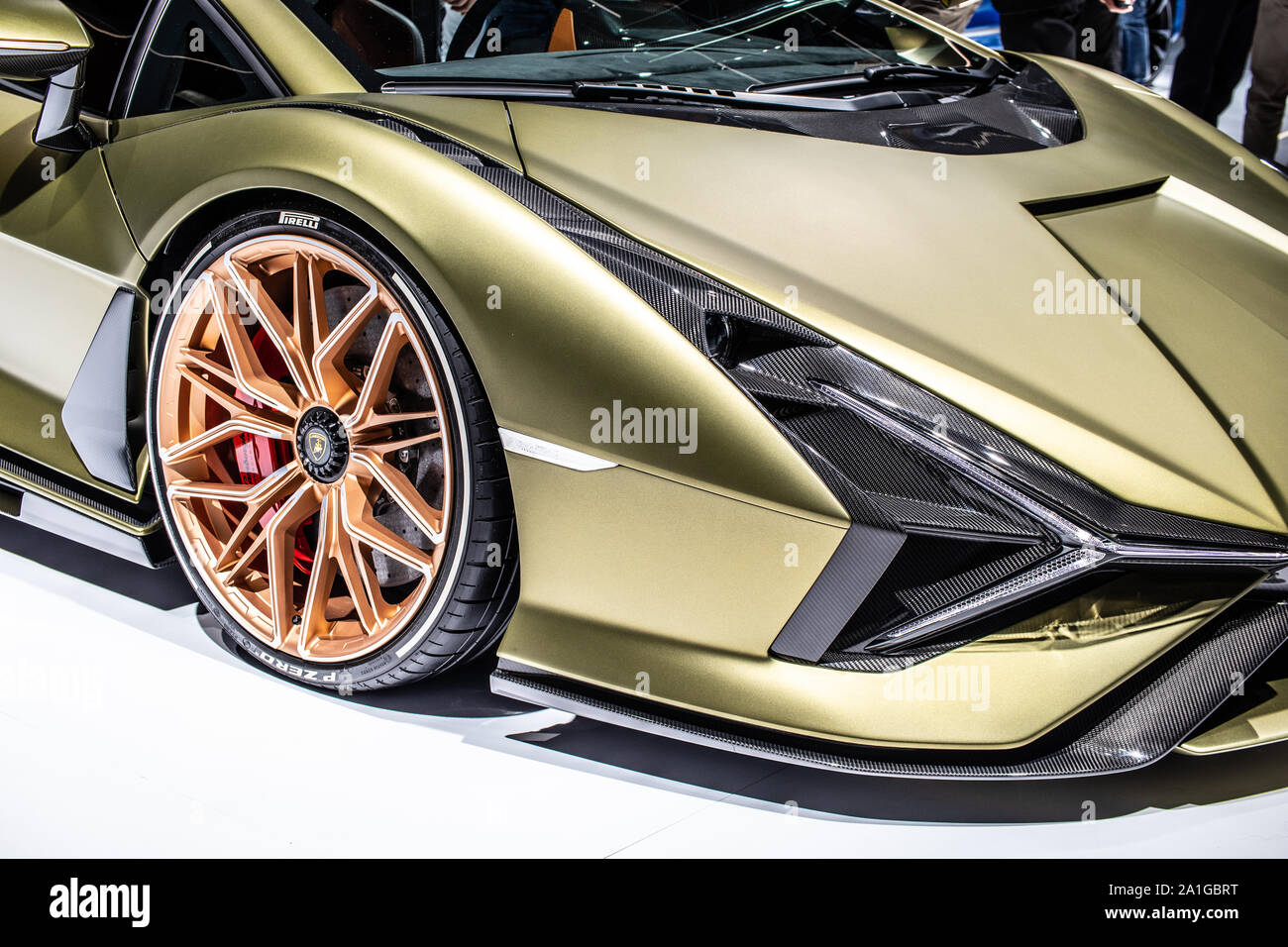 Francfort, Allemagne, 10 Sep 2019 : Lamborghini Sian 37 FKP à AIA, 2020 Première année de modèle hybride à base de supercondensateur V12 par Automobili Lamborghini Banque D'Images