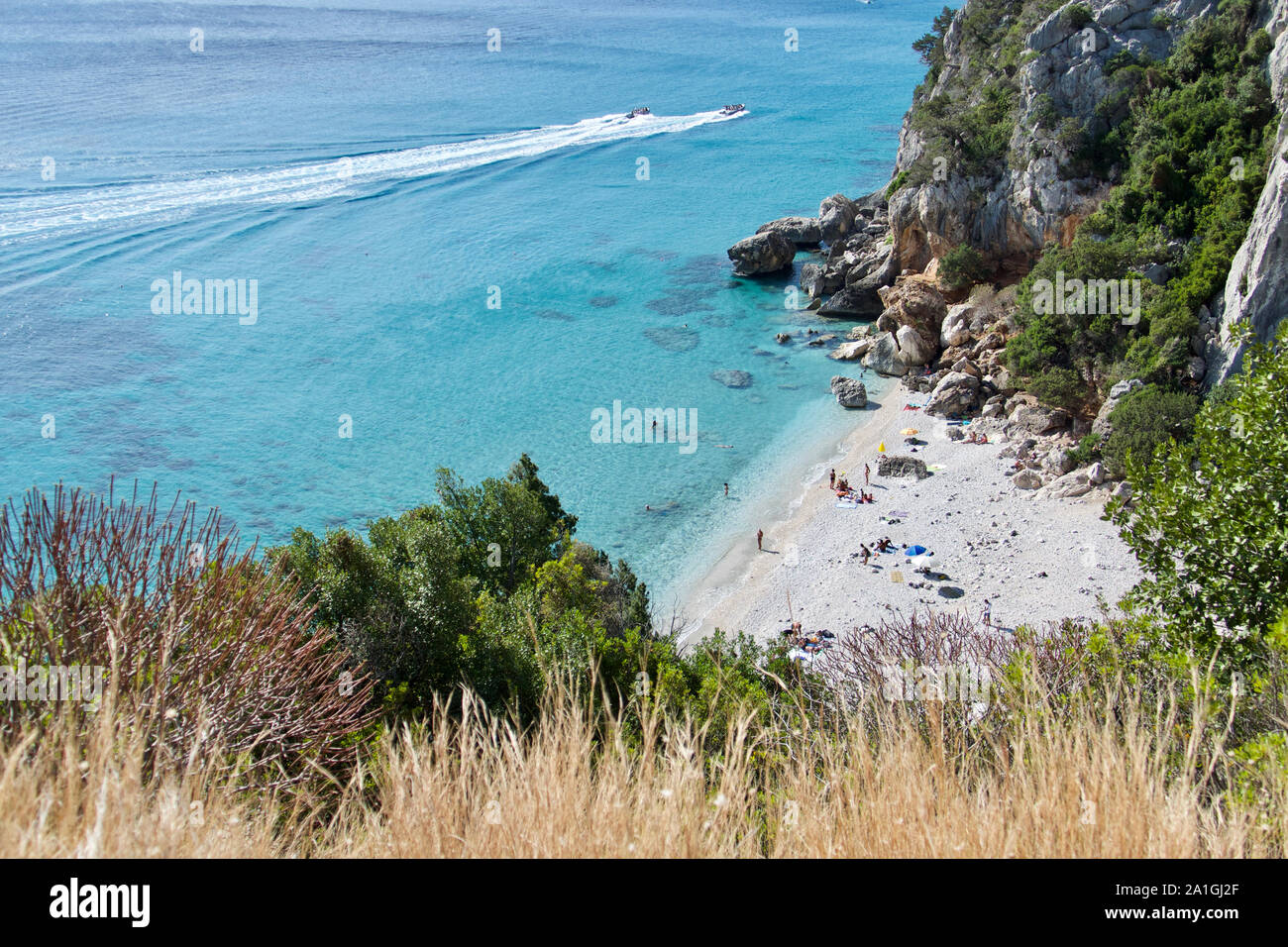 Plage Cala Fuili à Cala Gonone, Orosei Golfe, Sardaigne, Italie Banque D'Images