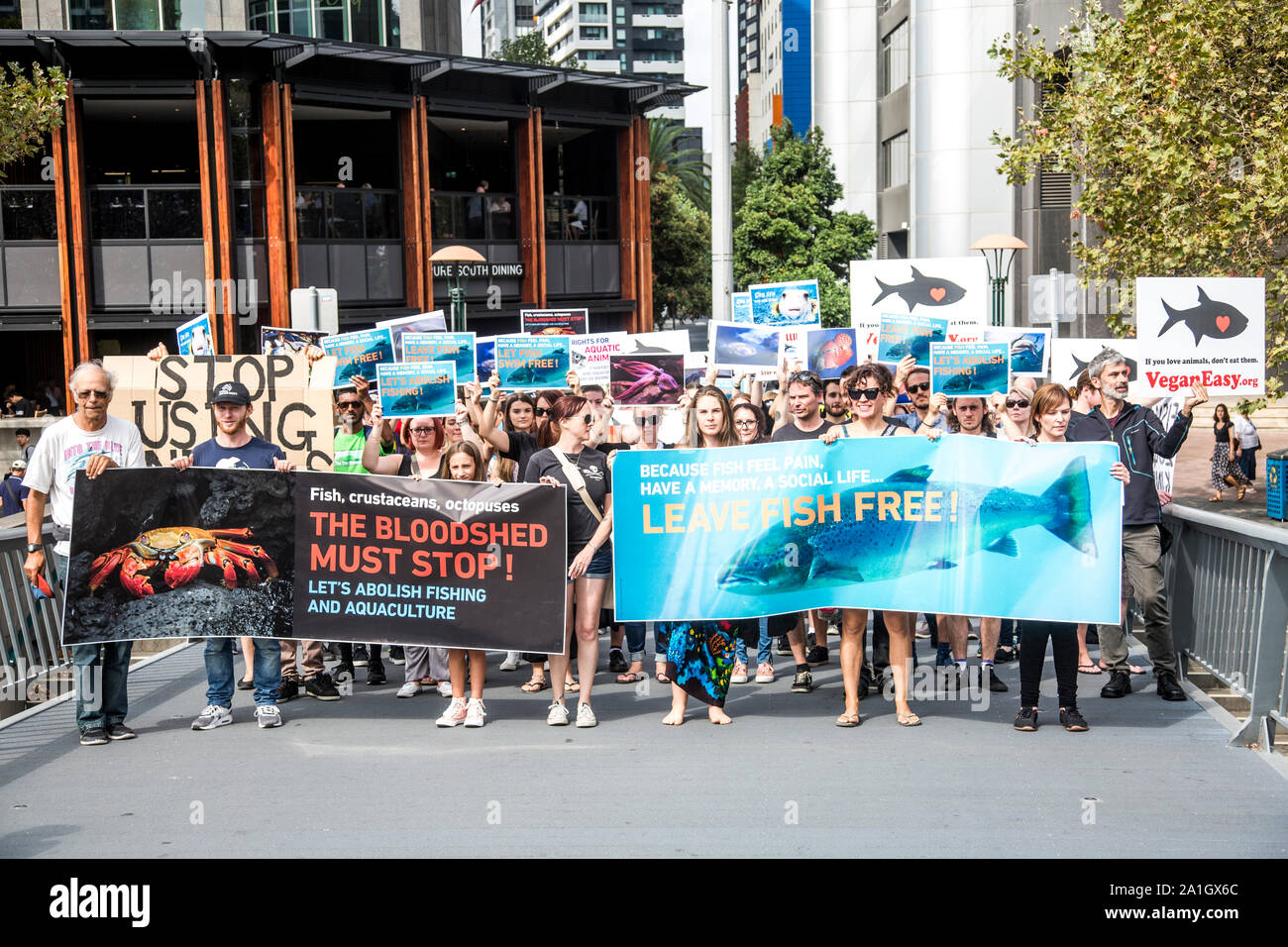 26 mars 2017 : mars pour les animaux aquatiques de protestation à Melbourne, Victoria, Australie Banque D'Images