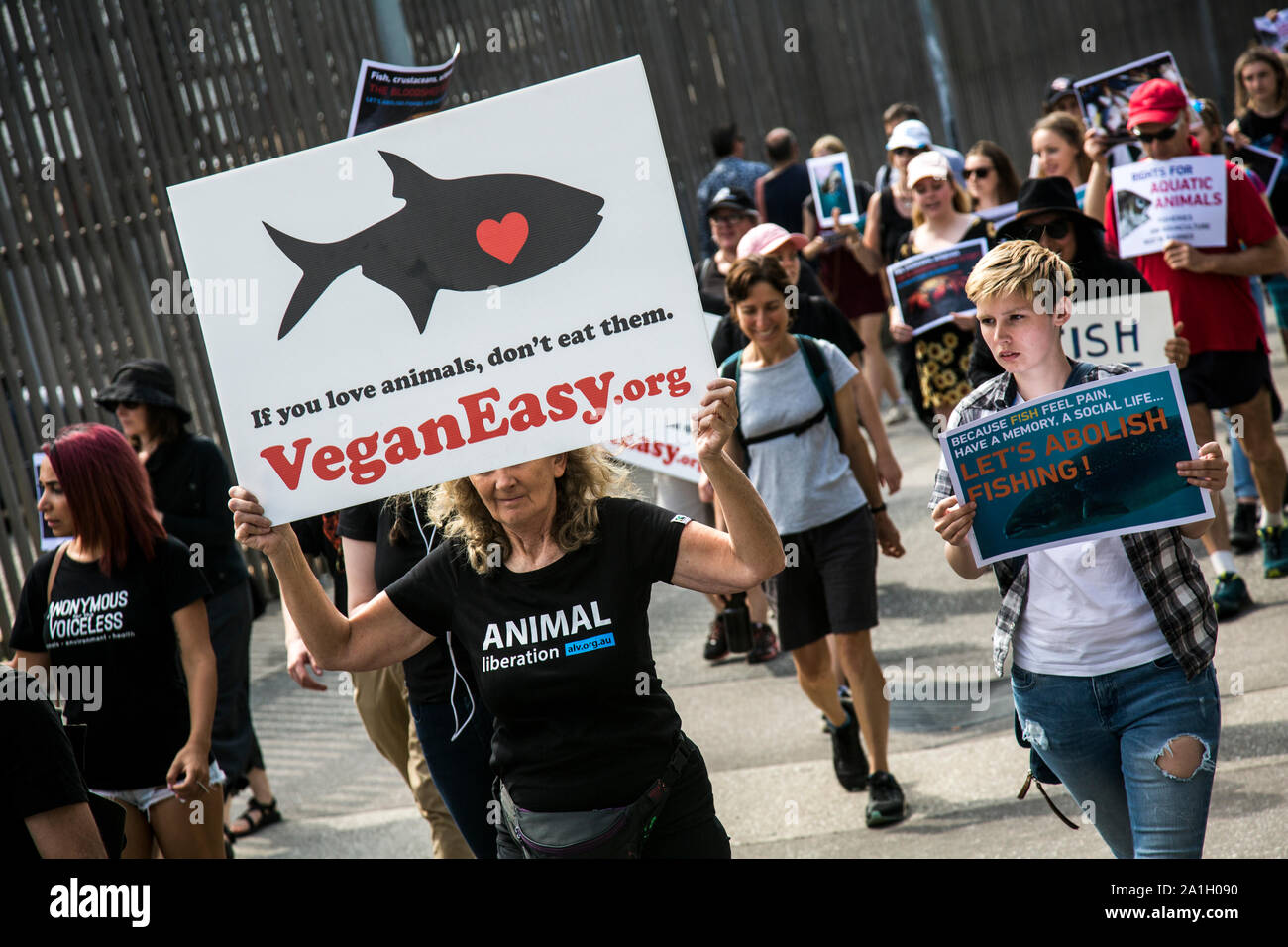 26 mars 2017 : mars pour les animaux aquatiques de protestation à Melbourne, Victoria, Australie Banque D'Images