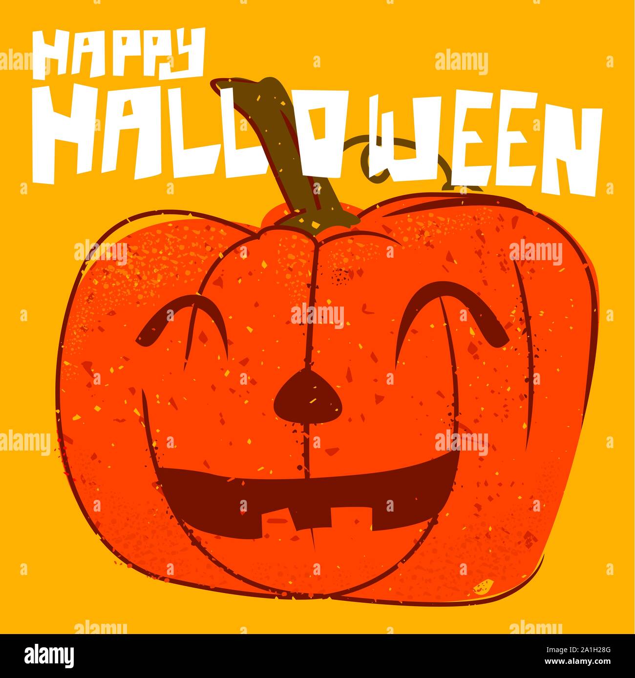 Sourire mignon visage rectangle halloween citrouille vintage illustration Illustration de Vecteur