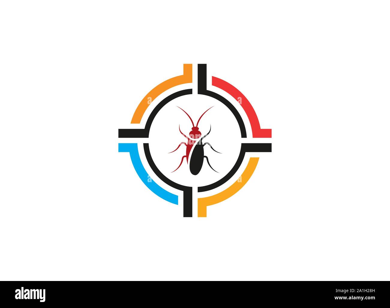 Logo simple pour destructeurs d'insectes Logo Design moderne, cafard dans l'icône cible dans un style plat isolé, destructeurs d'Insectes Les insectes, logo logo design, Illustration de Vecteur