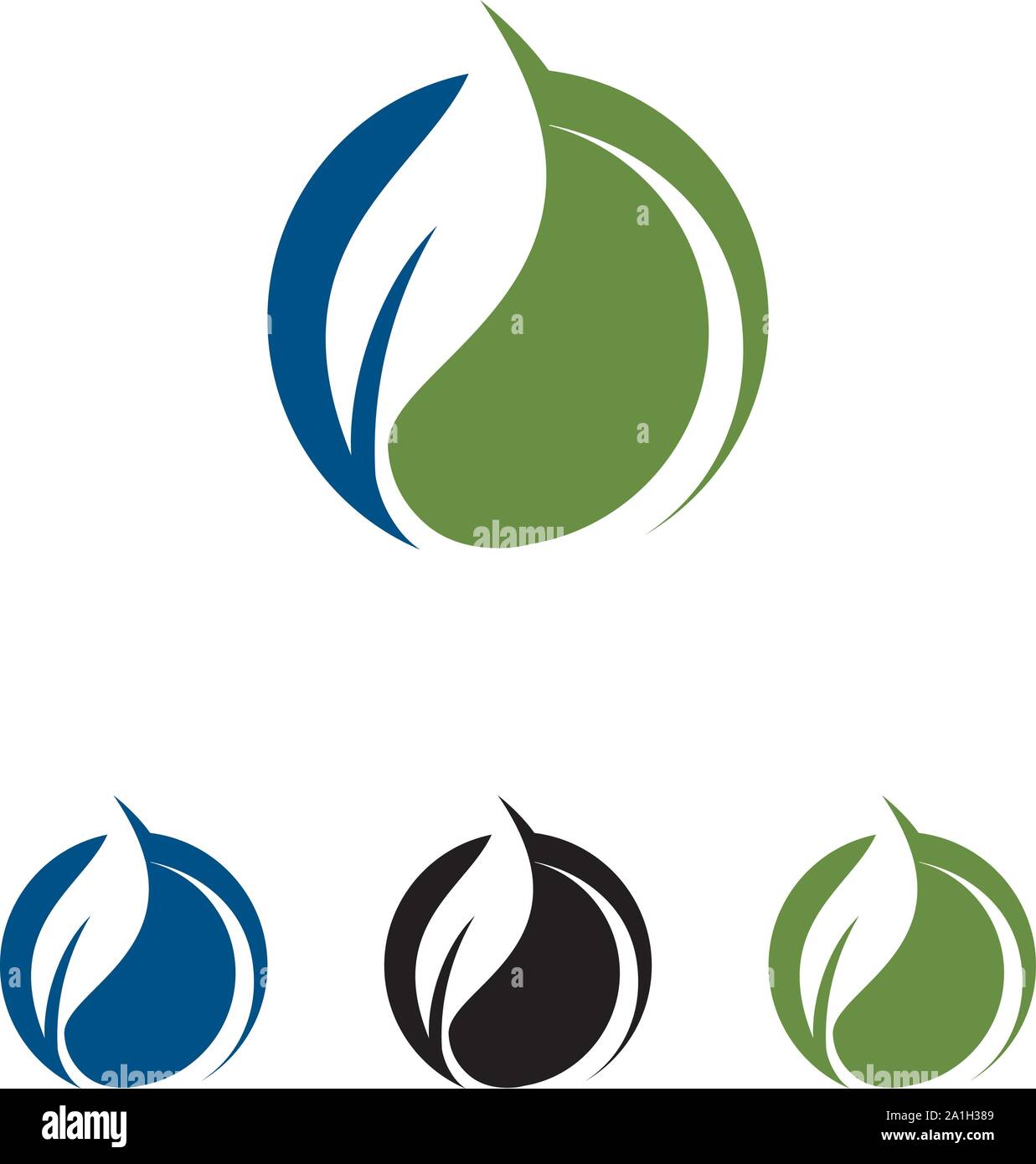 L'Énergie de l'énergie verte, l'élément de conception de logo Logo Feuille Feuilles Thunder, icône vecteur, creative feuille verte, modèle logo icône Eco vert feuille Illustration de Vecteur