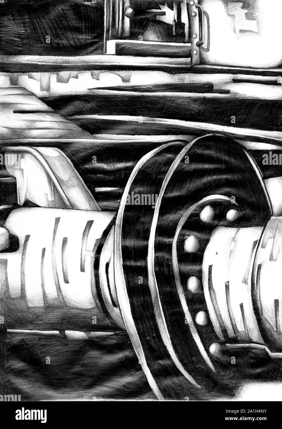 Dessin humoristique mecano moteur Banque d'images noir et blanc - Alamy