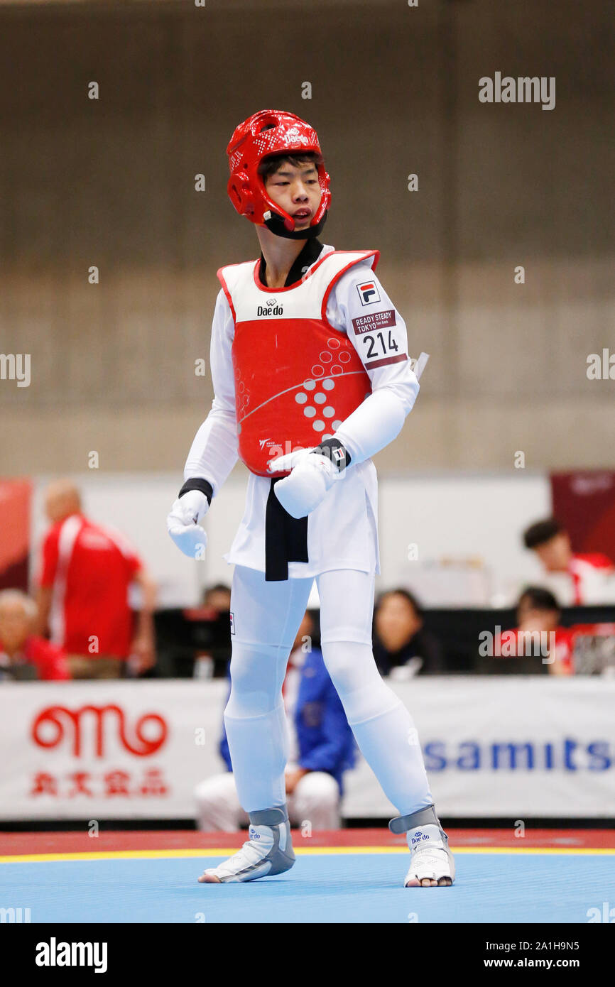 Makuhari Messe, Chiba, Japon. 27 Sep, 2019. Jin Tomura (JPN), le 27 septembre 2019 - READY STEADY : Taekwondo Taekwondo TOKYO - Men's Gyeorugi -58kg au Makuhari Messe, Chiba, Japon. Credit : Naoki Morita/AFLO SPORT/Alamy Live News Banque D'Images