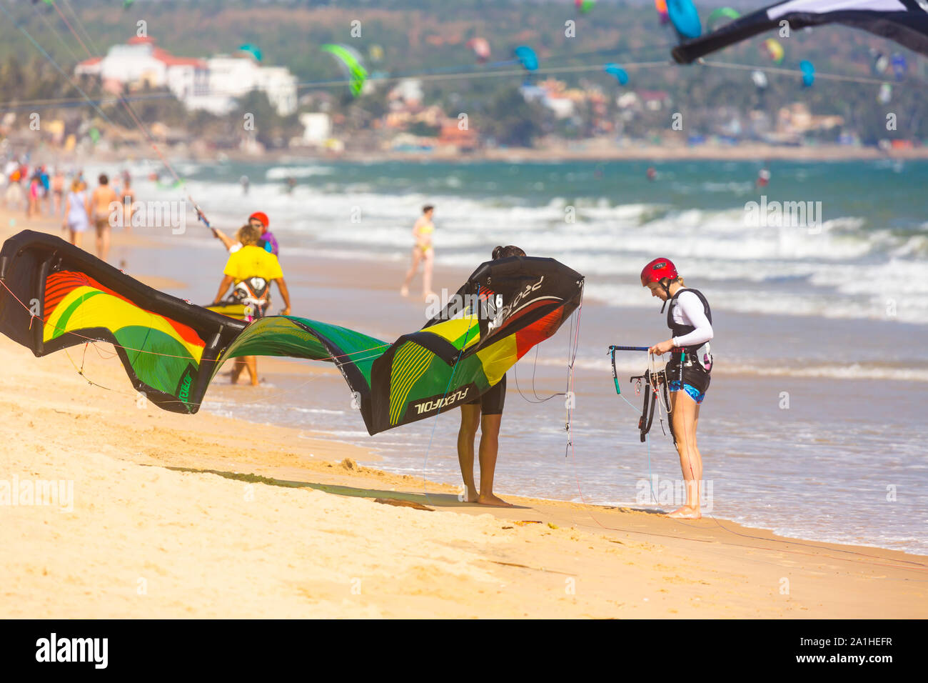 Kitesurf et kiteboarding Banque D'Images