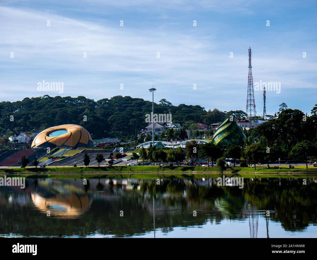 Lac de Xuan Huong et Sky - Da Lat, Viet Nam Banque D'Images