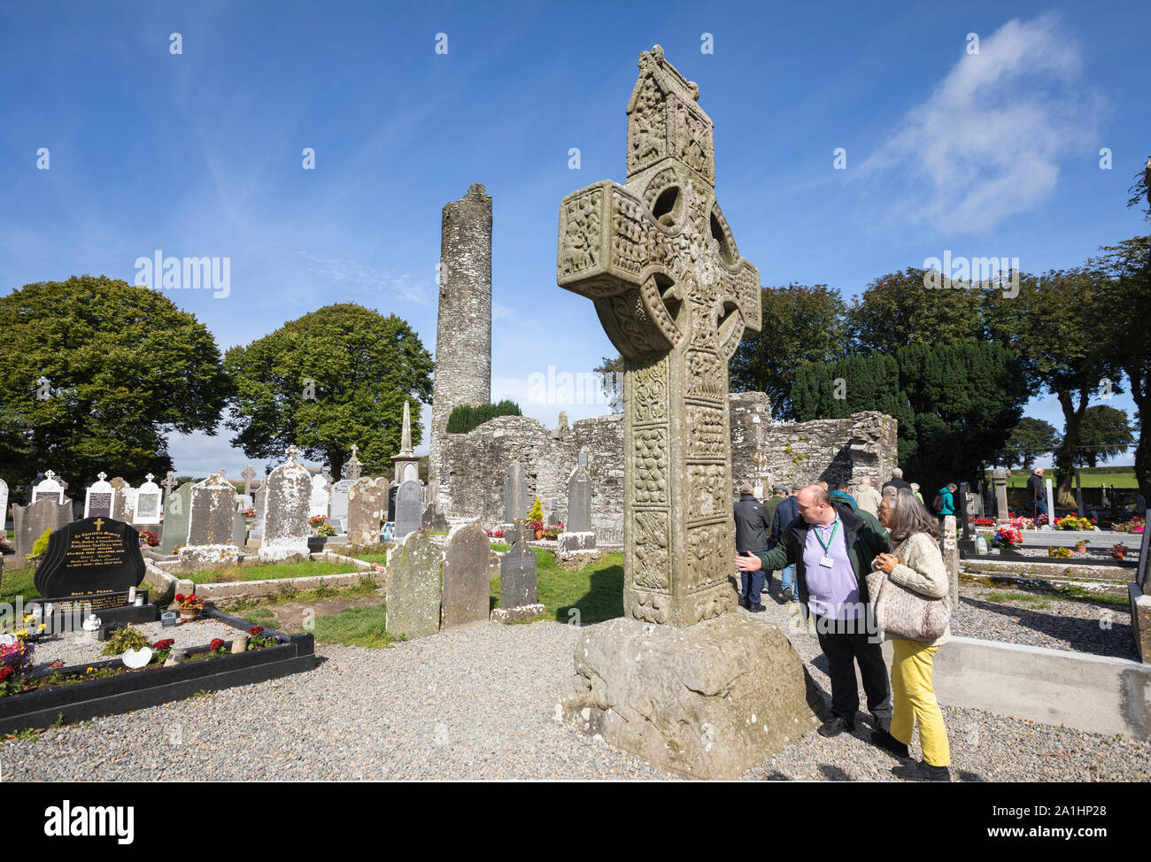 Monasterboice Tour Ronde et traverse le comté de Louth Drogheda, Irlande Banque D'Images