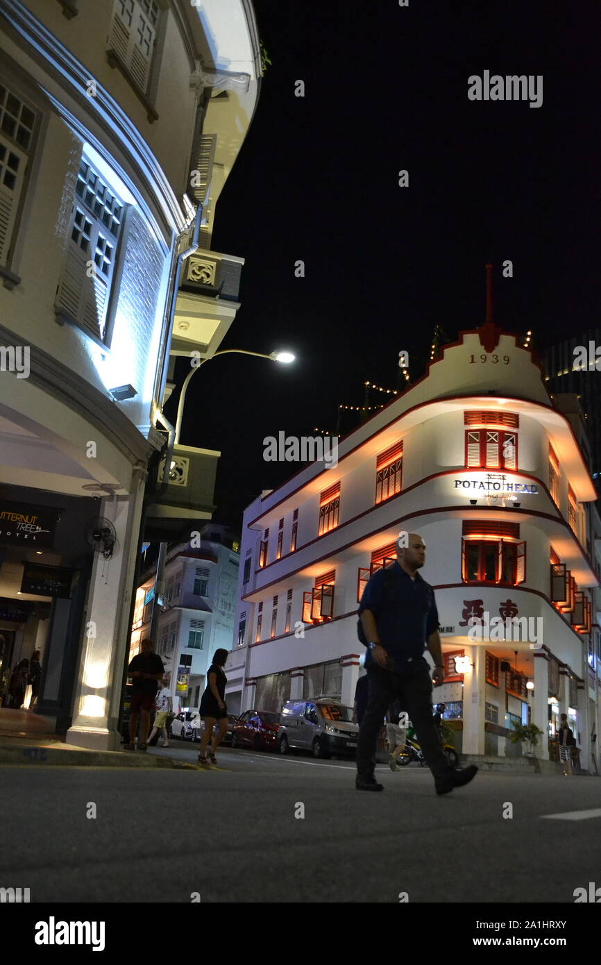 La pomme de terre fampus avec son architecture spectaculaire dans Chinatown, Singapour Banque D'Images