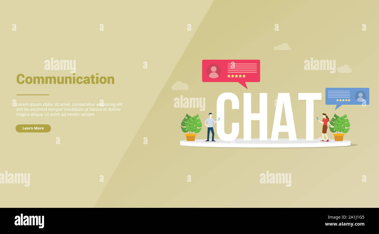 Chat Le Chat ou les gens pour la technologie concept modèle de site ou bannière landing page d'accueil - vector illustration Banque D'Images