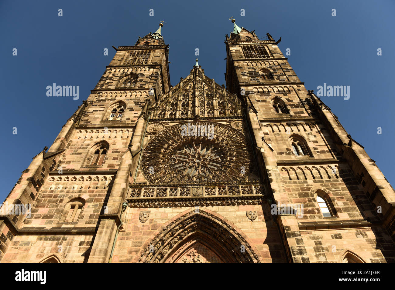 L'église Saint-Laurent (St. Lorenz Kirche) à Nuremberg, Bavière, Allemagne Banque D'Images