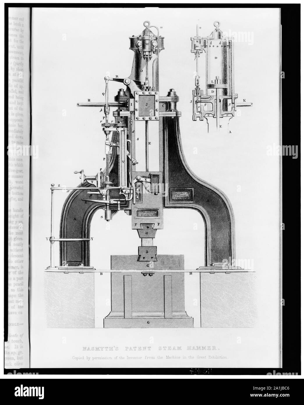 Le brevet de Nasmyth marteau à vapeur, copié par la permission de l'inventeur de la machine dans la grande exposition Banque D'Images