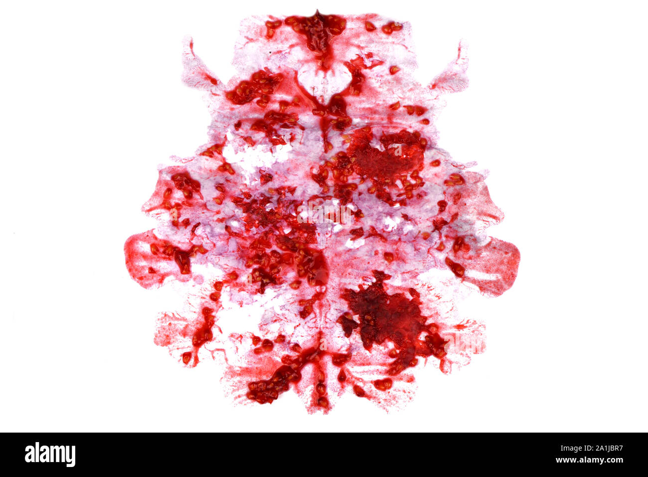Test de Rorschach inkblot isolé sur blanc. Ink blot pour les évaluations psychiatriques. Photo haute résolution. Banque D'Images