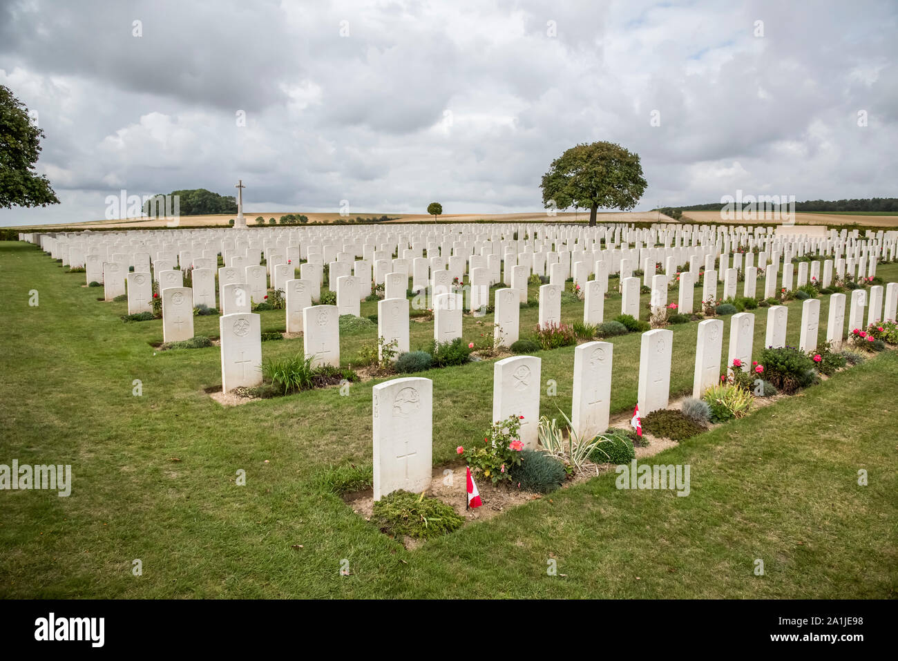 La CSGC WWI Tincourt New British Cemetery près de Trefcon dans la région de la somme de la France du nord Banque D'Images