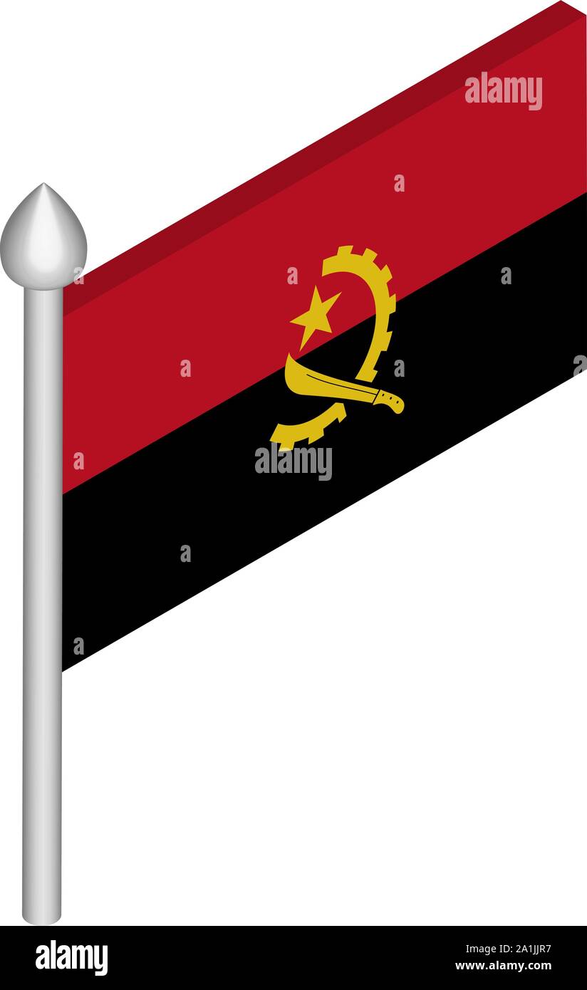 Illustration isométrique de mât avec l'Angola Flag Illustration de Vecteur