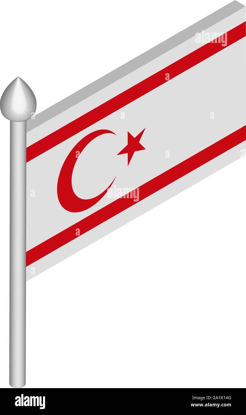 Illustration isométrique avec mât de drapeau Chypre du Nord Illustration de Vecteur