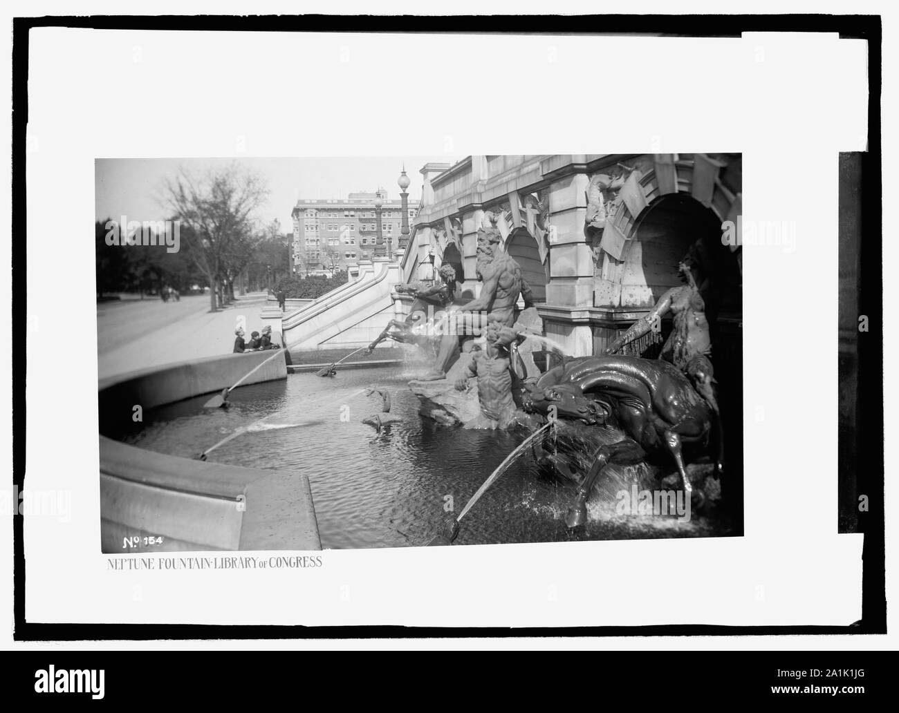 Fontaine de Neptune, la Bibliothèque du Congrès Banque D'Images
