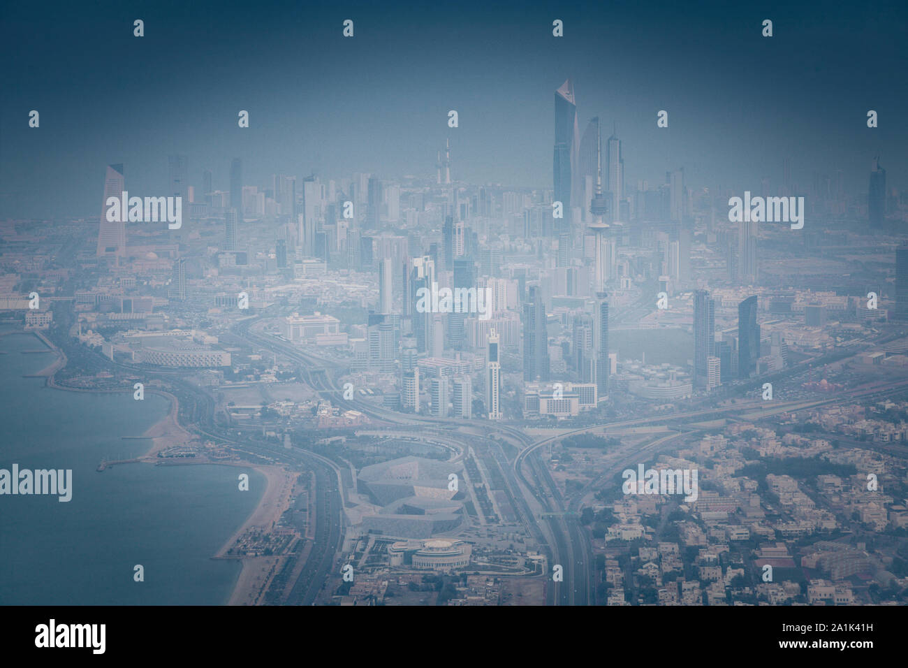 Panorama de l'antenne de la ville de Koweït. La ville de Koweït, Koweït. Banque D'Images