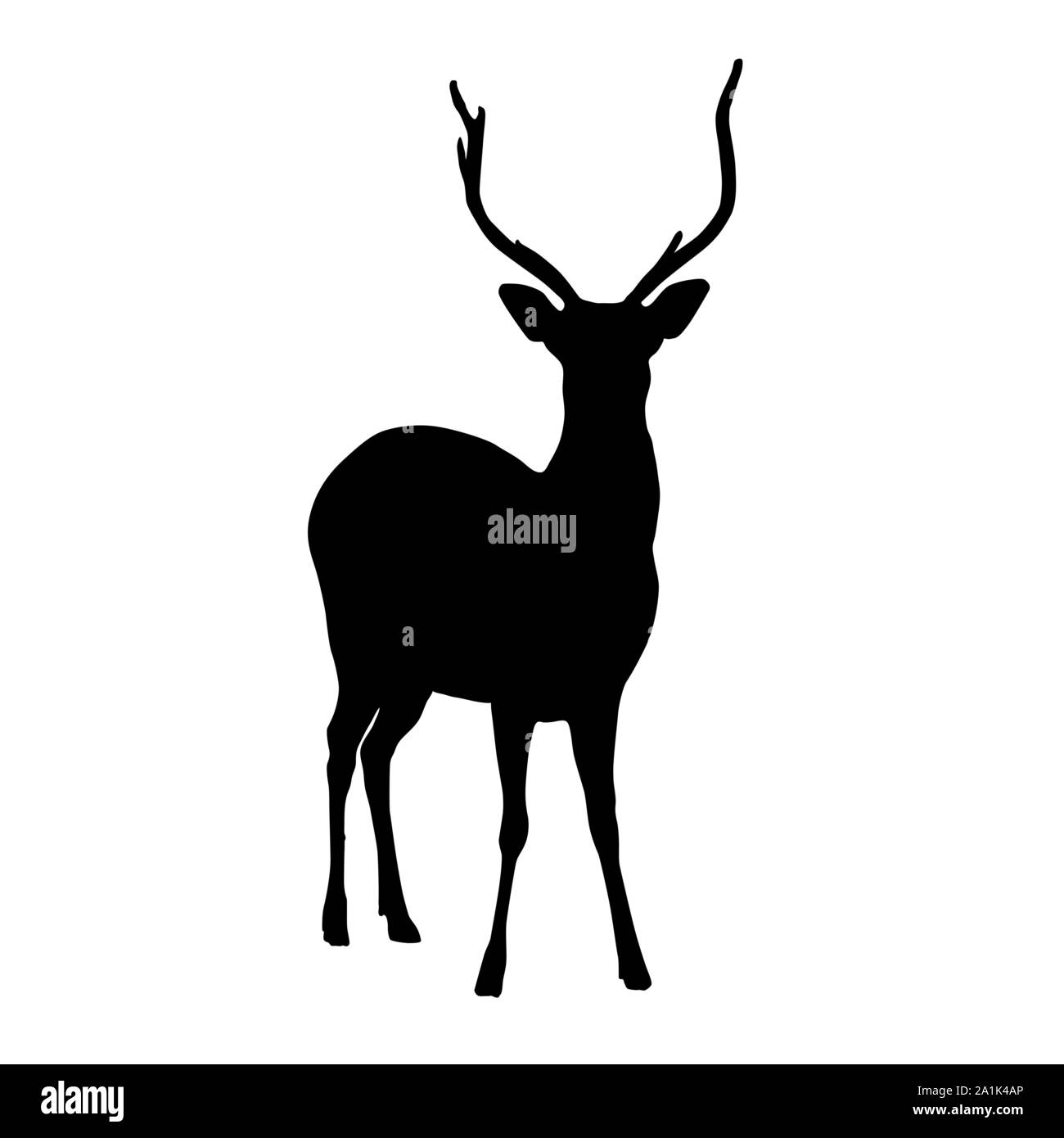 Silhouette noire de deer isolé sur fond blanc vector Illustration de Vecteur