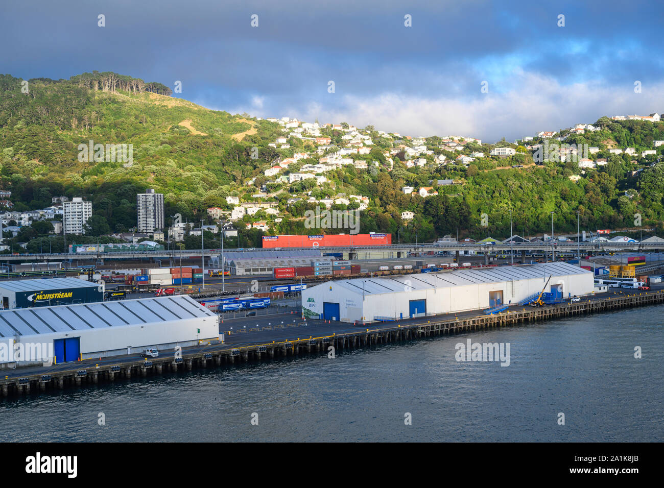 Aotea Quay dans le port de Wellington, Nouvelle-Zélande. Banque D'Images