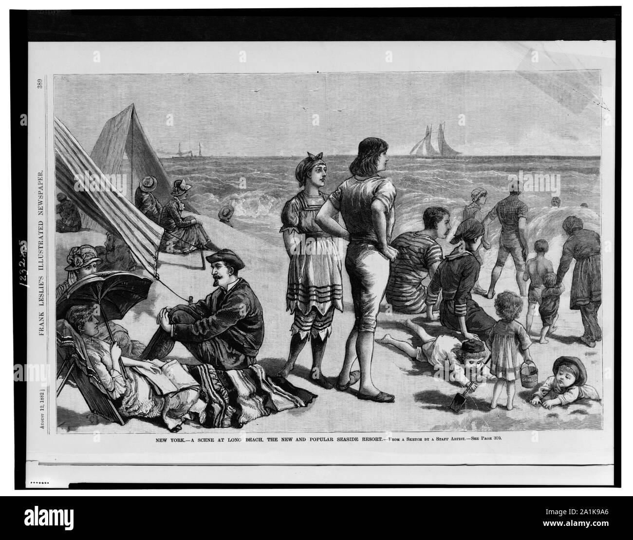 New York - une scène à Long Beach, la nouvelle et célèbre station balnéaire / à partir d'un sketch par un artiste du personnel. Banque D'Images