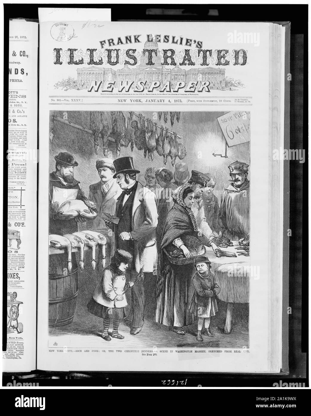 New York City - riches et pauvres ; ou, les deux dîners de Noël - une scène de marché à Washington, a tracé de la vie réelle Banque D'Images