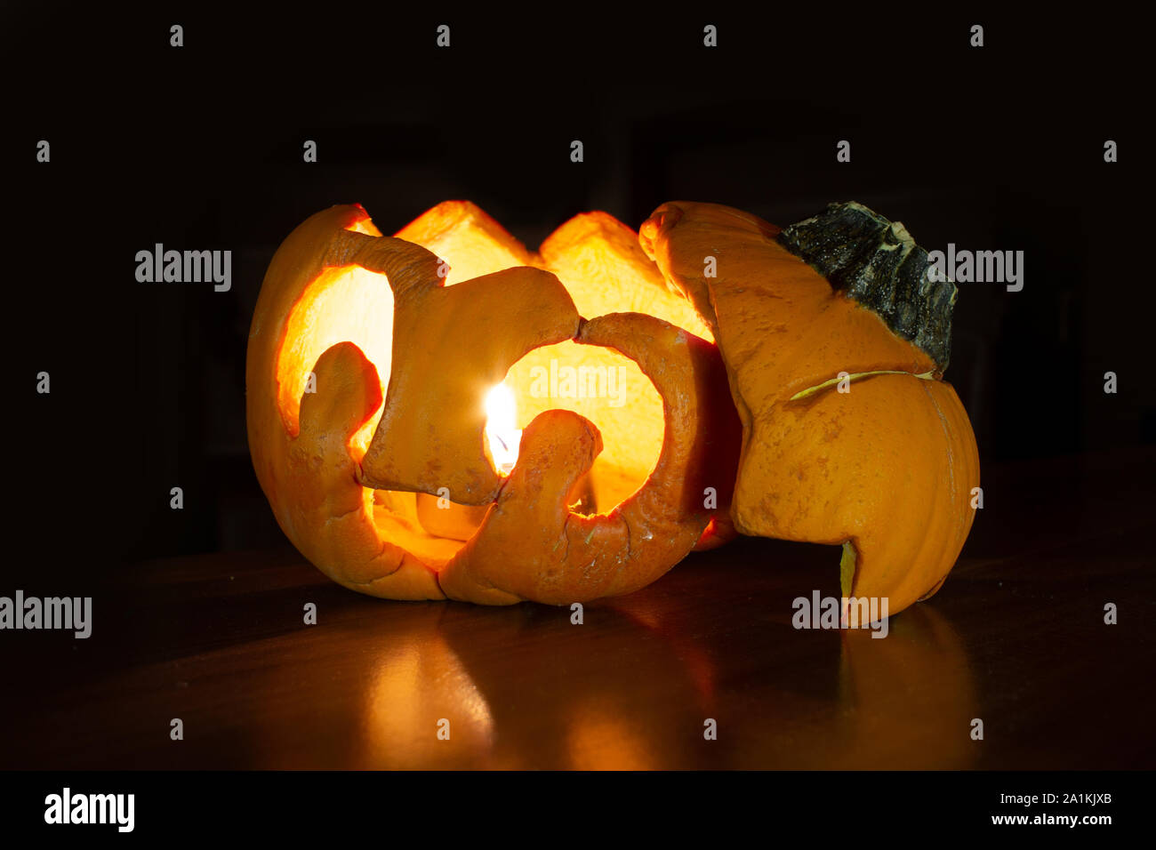 Peu de sourire face à la citrouille Haloween Banque D'Images