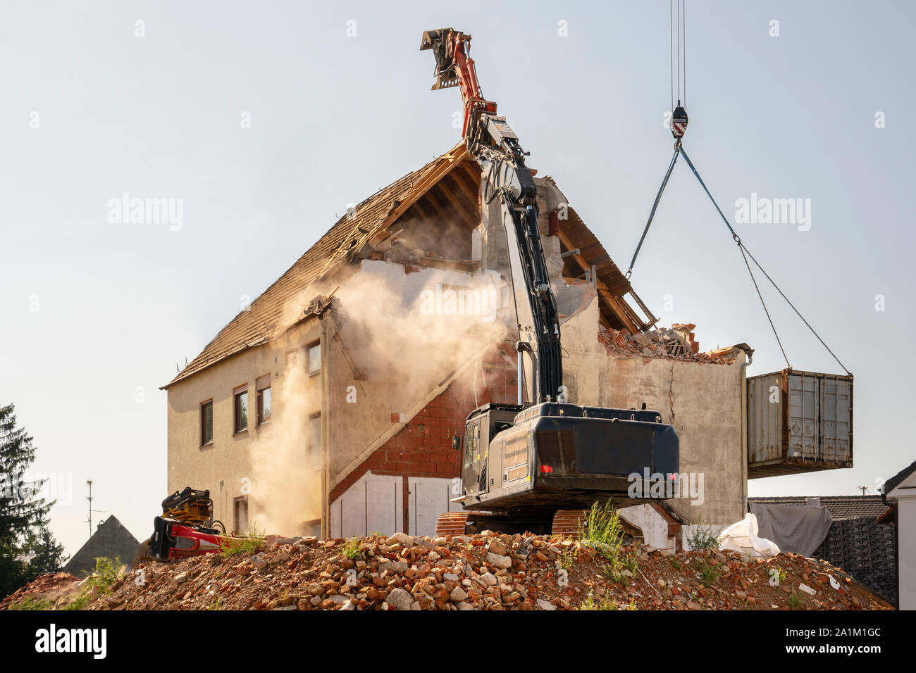 La destruction d'une maison d'habitation Banque D'Images
