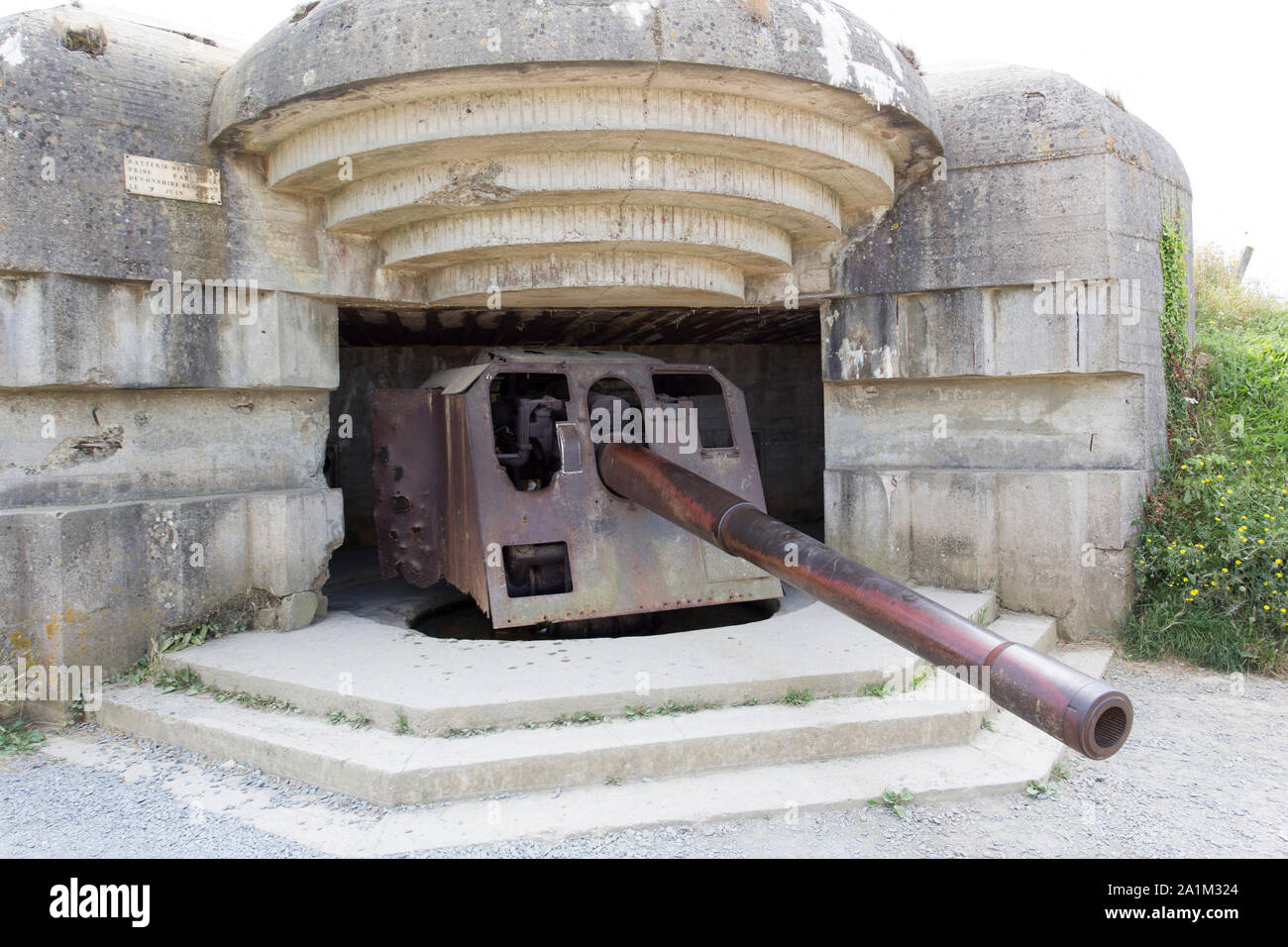 Longues Sur Mer, France - 14 août 2018 : la seconde guerre mondiale à la batterie de défense longues sur mer Banque D'Images