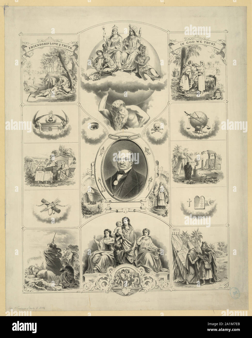 Bourse impair] - amitié amour et vérité - In God we trust Banque D'Images