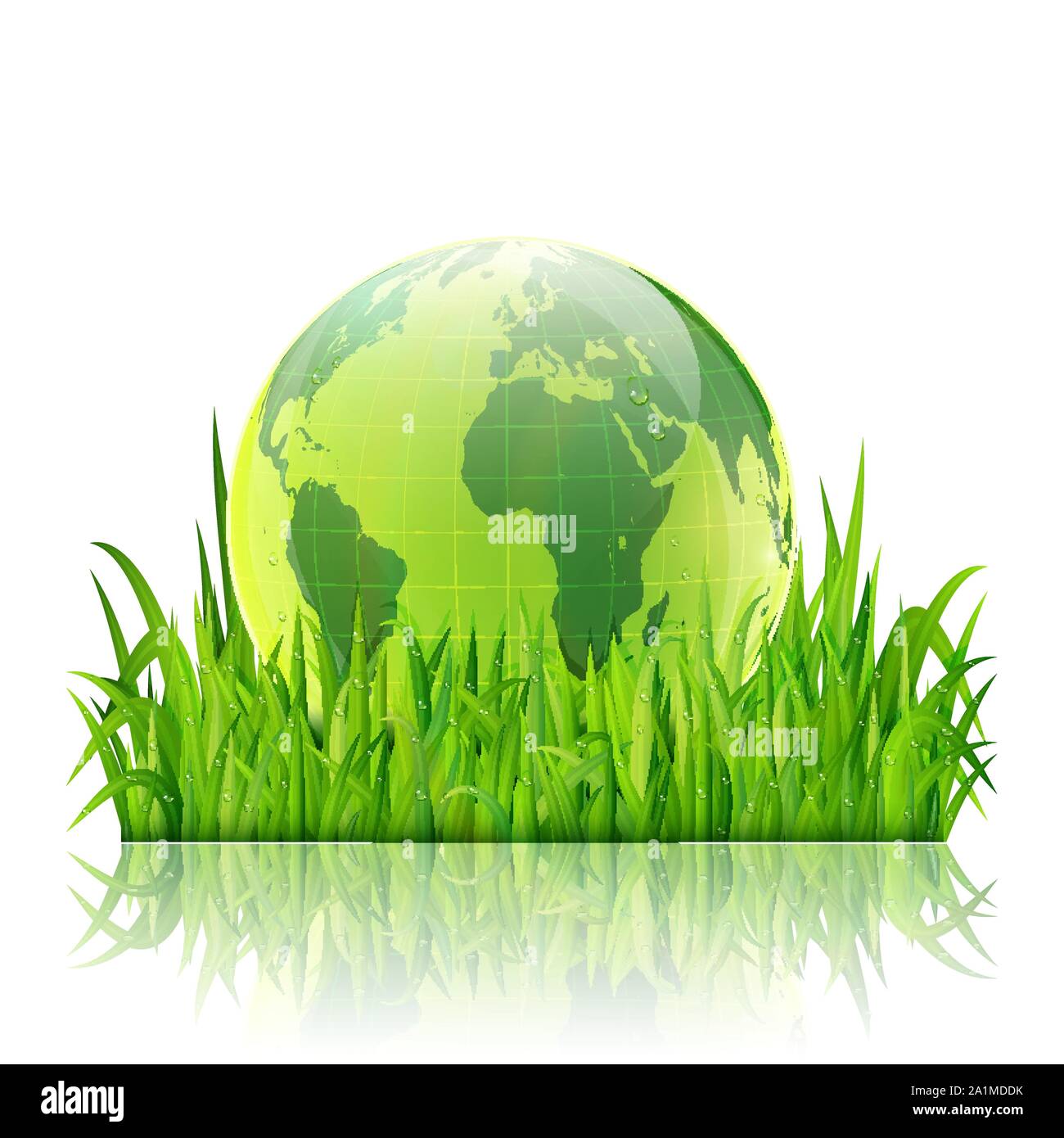 La journée mondiale de l'environnement concept. Earth globe in Green grass background vector Illustration de Vecteur