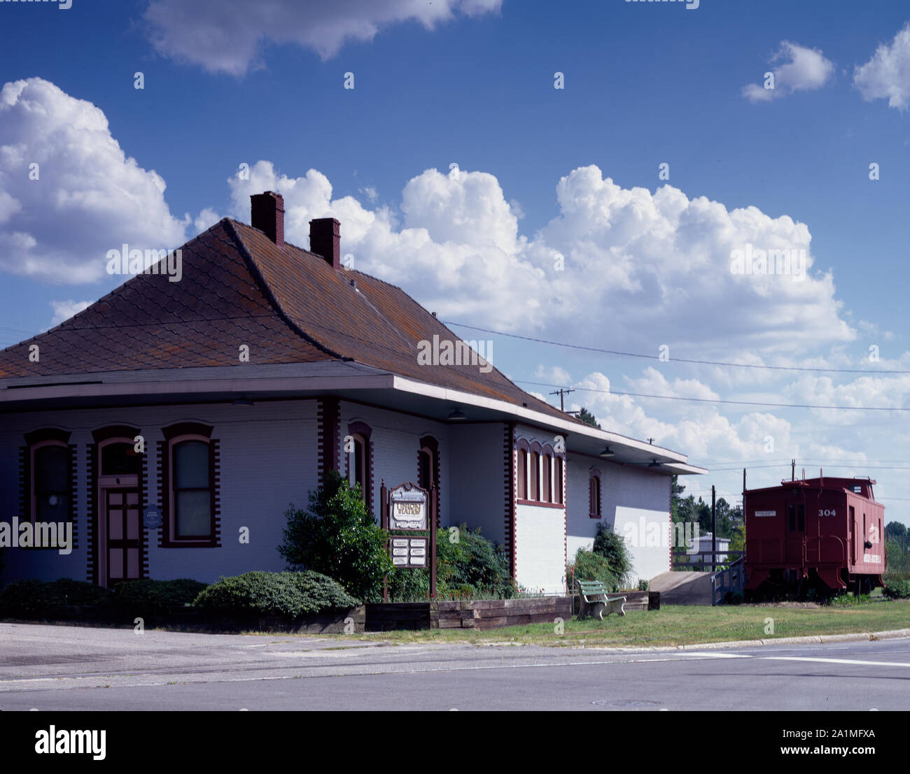 Côte de l'ancienne ligne de côte et la Norfolk Southern train station in Aberdeen, North Carolina Banque D'Images