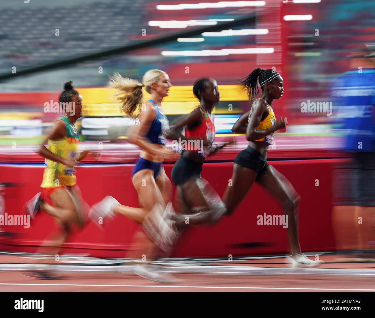 Doha, Qatar. 27 Sep, 2019. Peruth Chemutai de l'Ouganda au cours des 17ème Championnats du monde d'athlétisme IAAF entre match et jour 1 au Khalifa Stadium de Doha, au Qatar. Ulrik Pedersen/CSM/Alamy Live News Banque D'Images