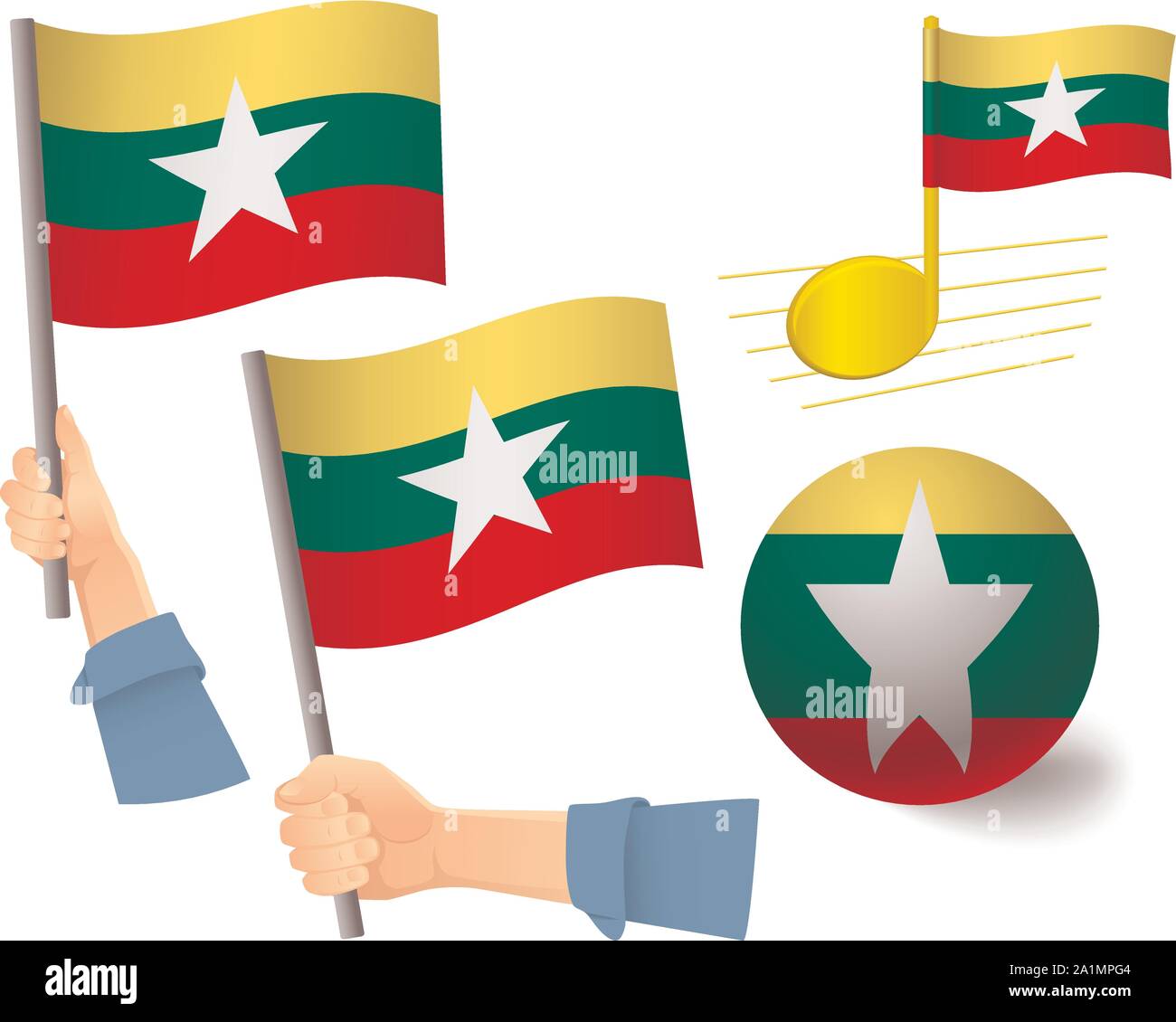 L'icône du drapeau du Myanmar. Drapeau national du Myanmar vector illustration Illustration de Vecteur