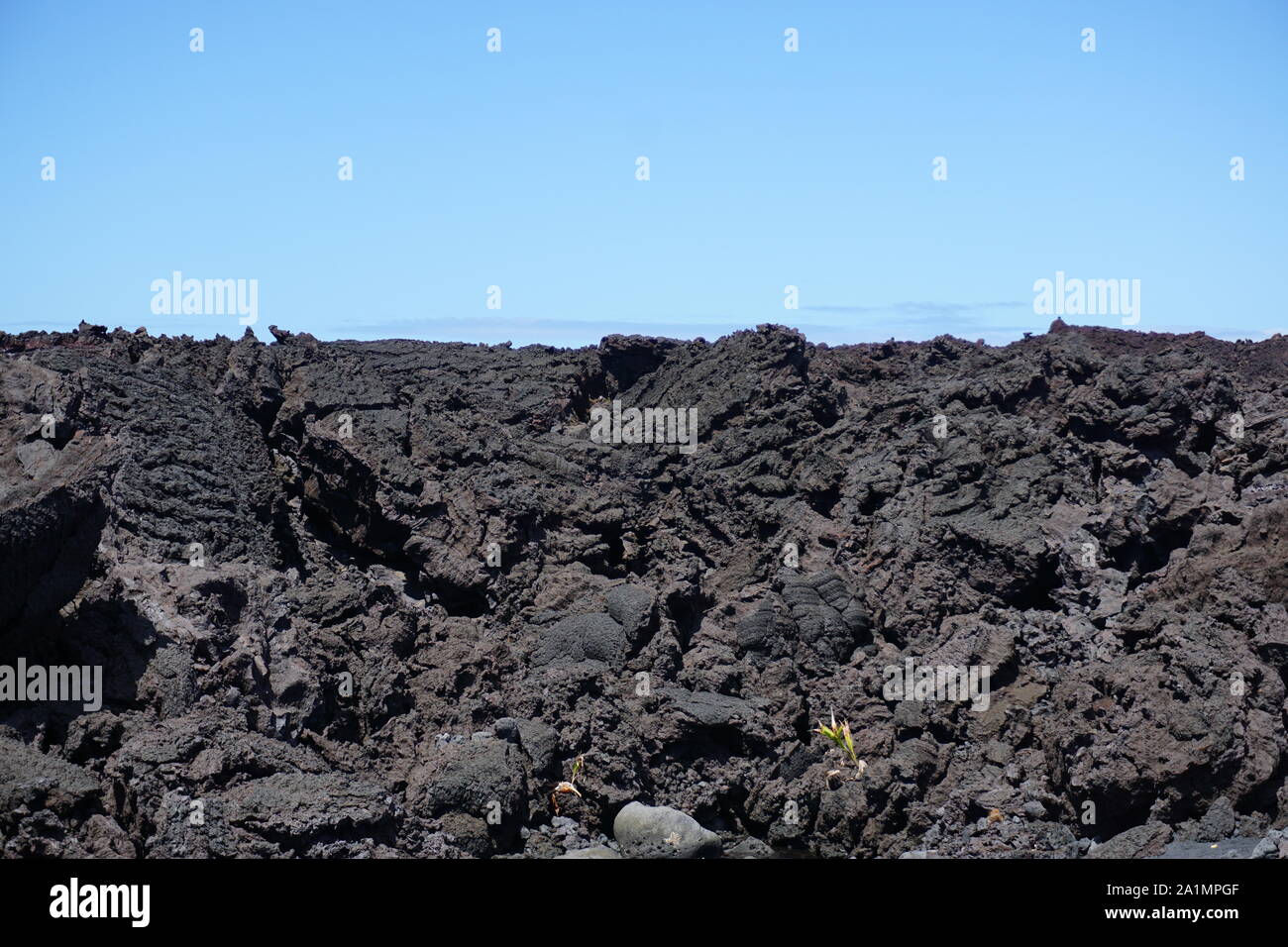 Plage de sable noir de Pohoiki dans le parc de la plage d'Isaac Hale à Hawaï - la plus récente plage d'Hawaï, créée par les éruptions de 2018 de Kilauea. Banque D'Images