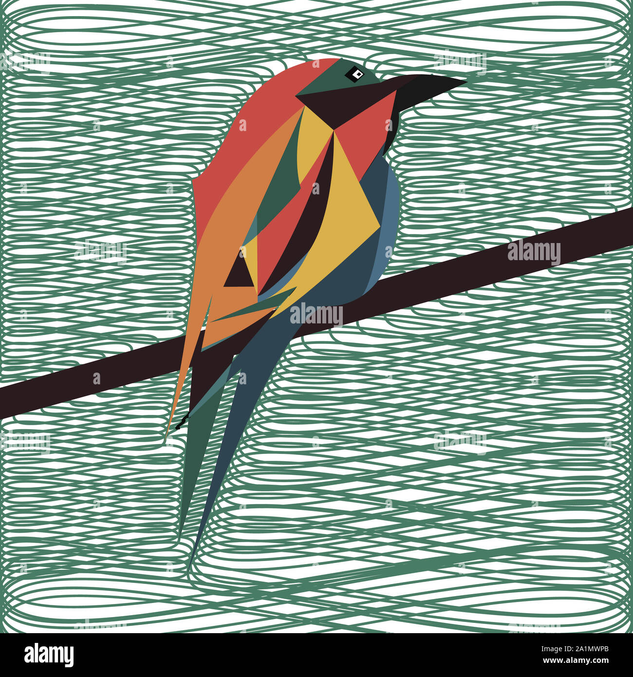 Oiseaux Cute cartoon vector illustration. Zoo sauvage icône animale. Oiseau adorable isolé sur blanc. La faune forestière caractère enfantin. Design plat simple elem Banque D'Images