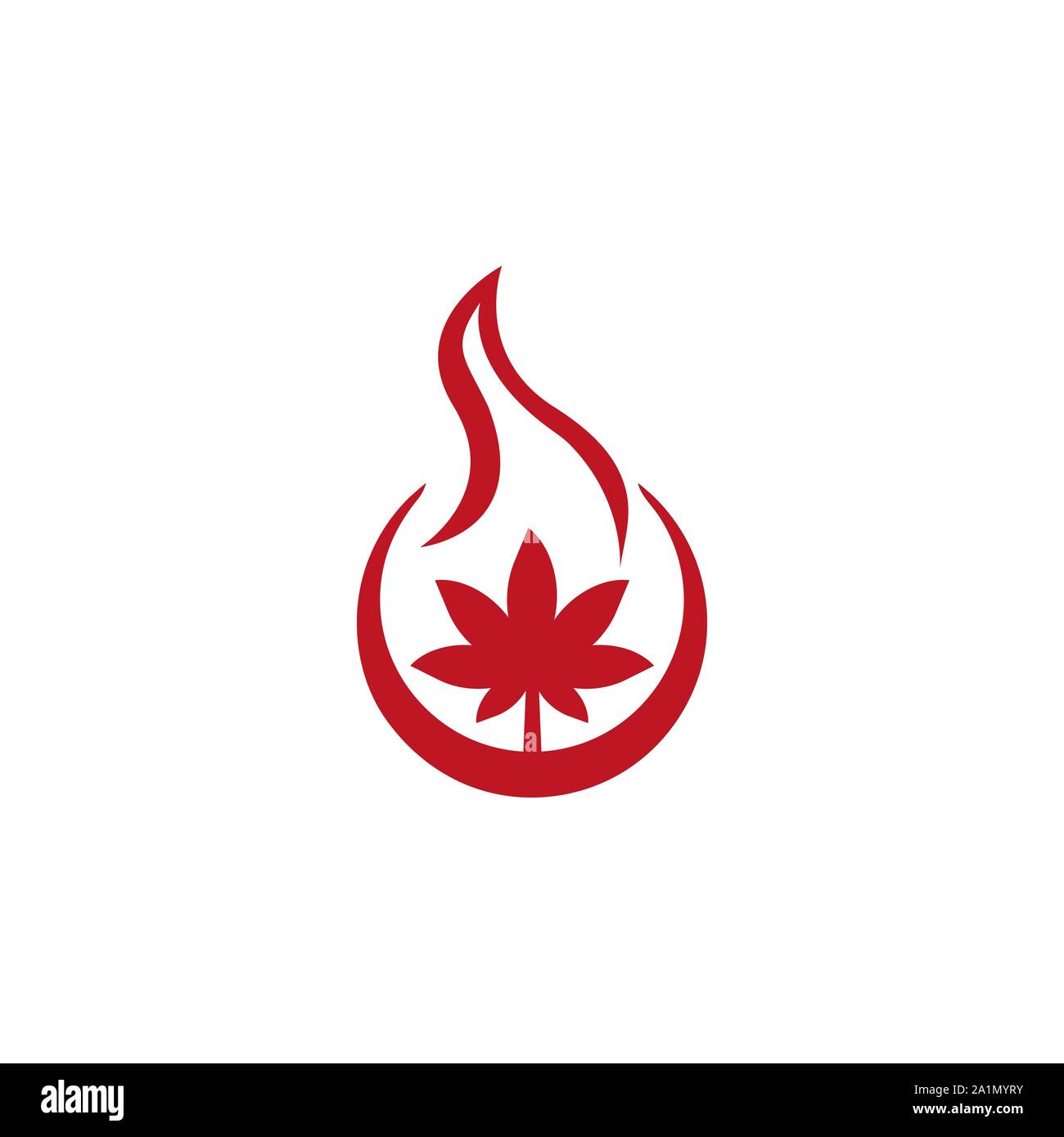 Feuille de cannabis sur l'icône feu isolé sur fond blanc Illustration de Vecteur
