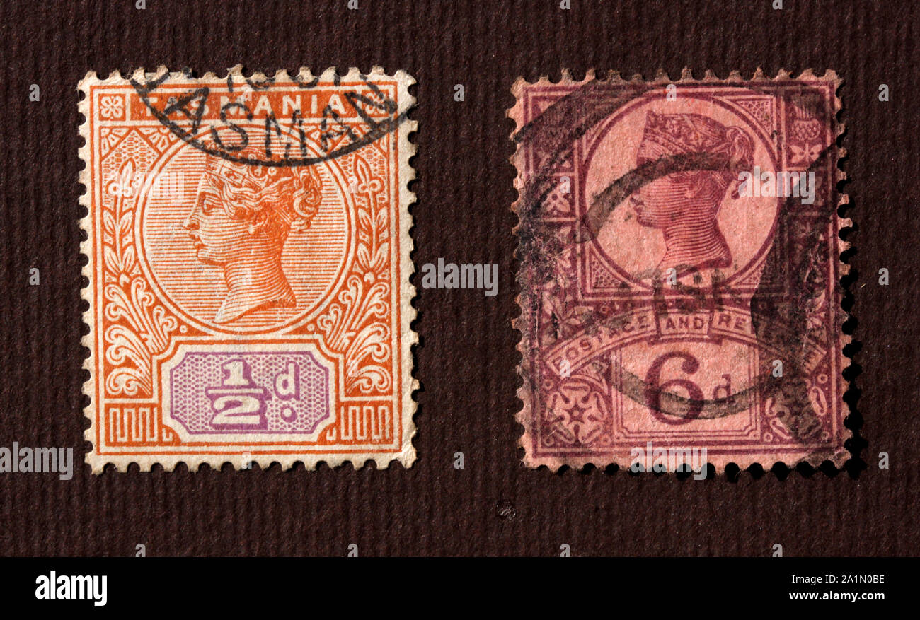 Close up of Old album de timbres postaux Banque D'Images