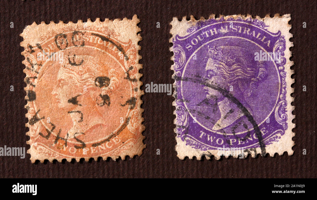 Close up of Old album de timbres postaux Banque D'Images