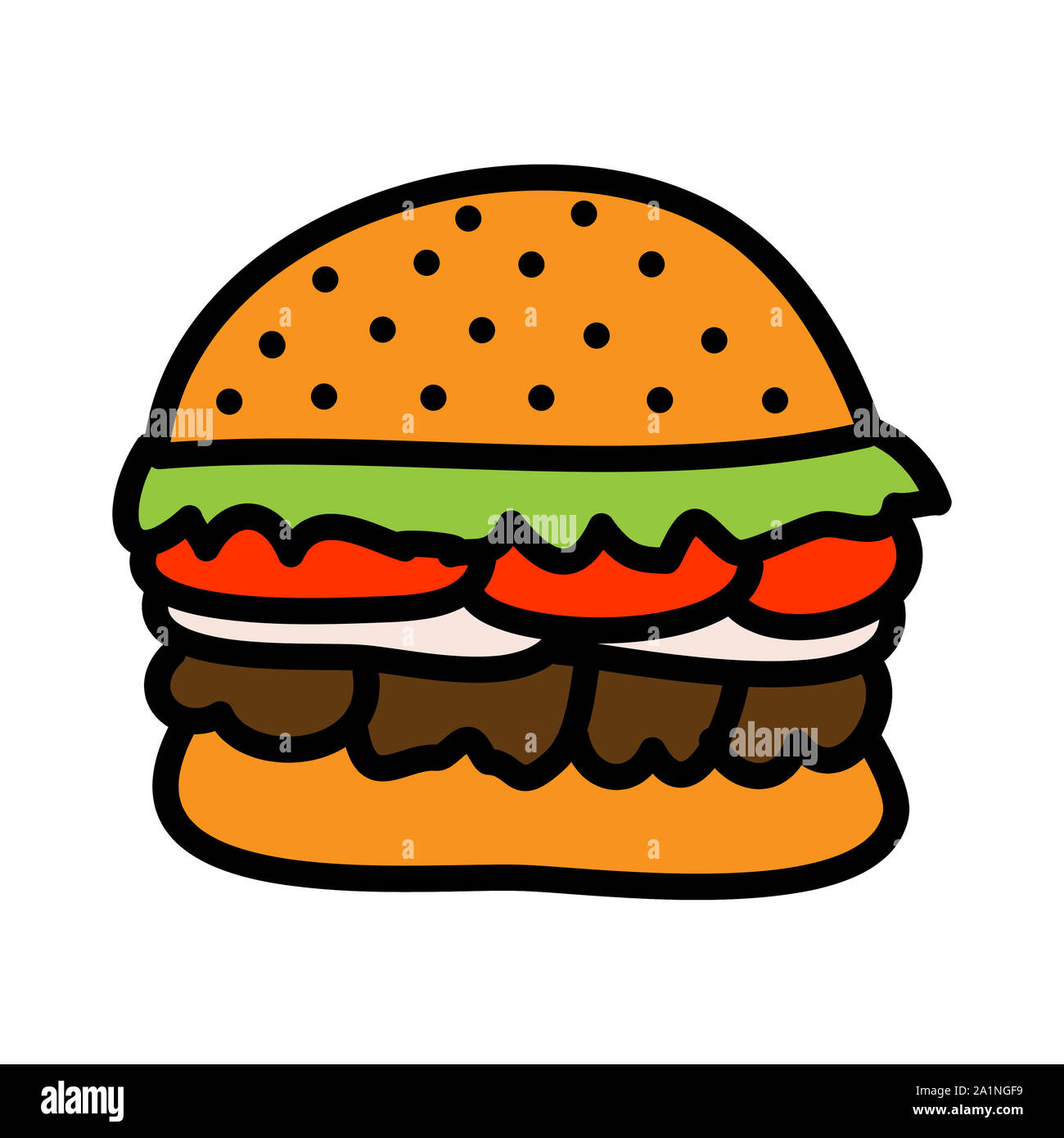 Icône burger concept illustration avec cartoon style doodle et télévision Banque D'Images