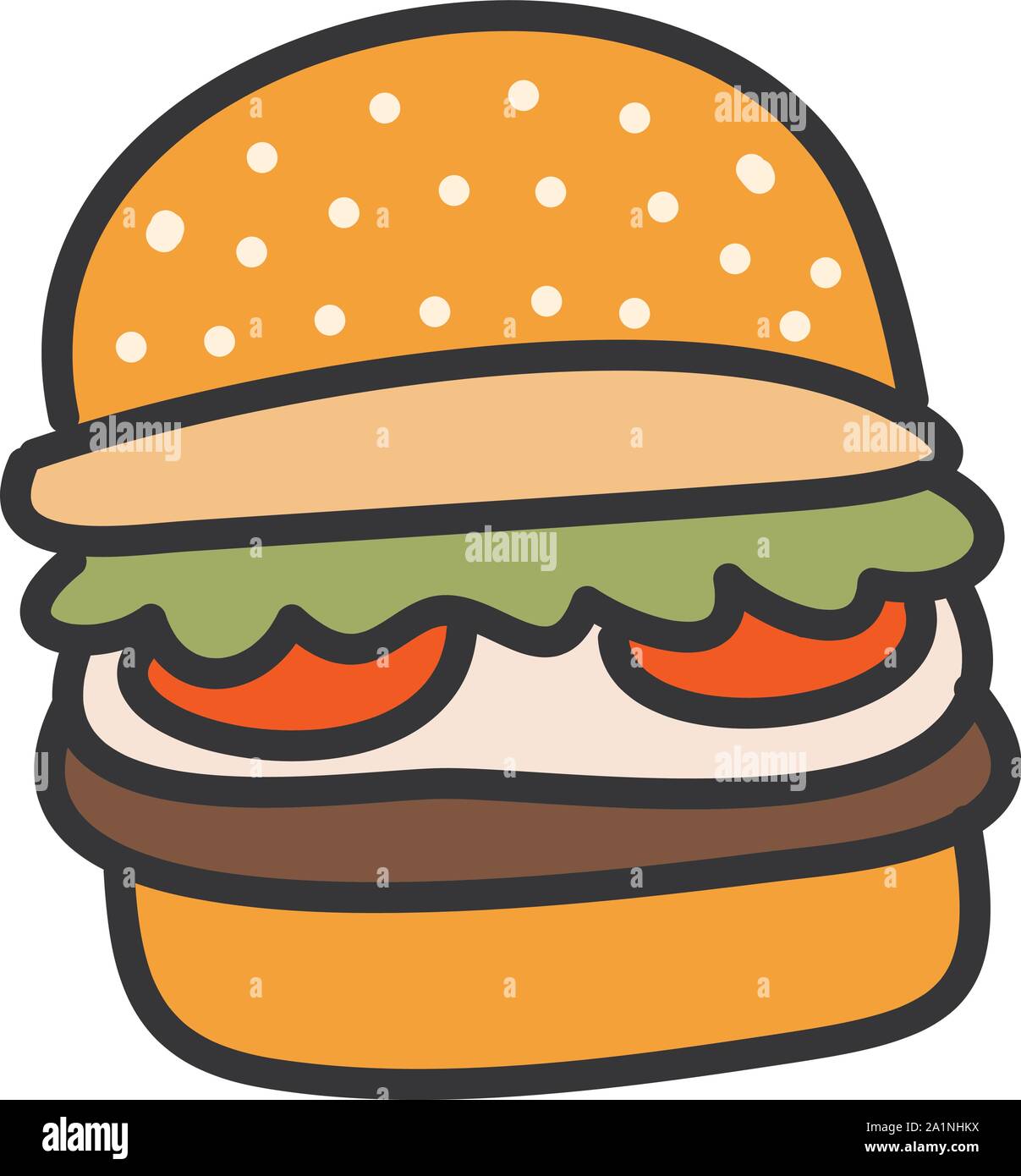 Burger concept illustration cartoon style plat Illustration de Vecteur