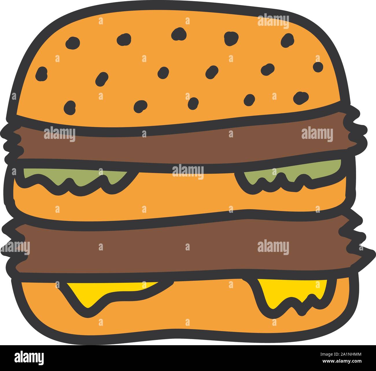 Burger concept illustration cartoon style plat Illustration de Vecteur