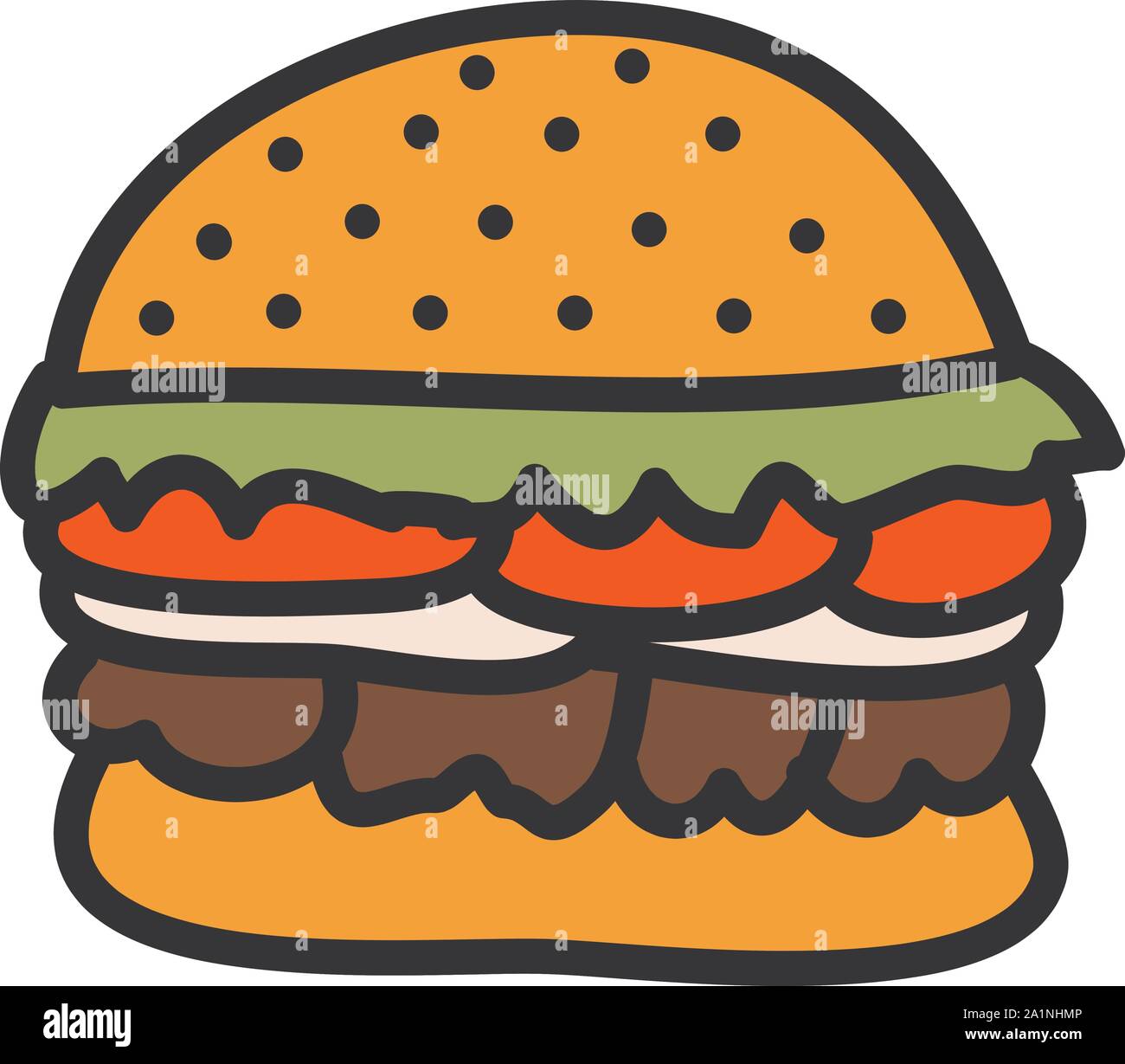 Burger concept illustration cartoon style plat Illustration de Vecteur