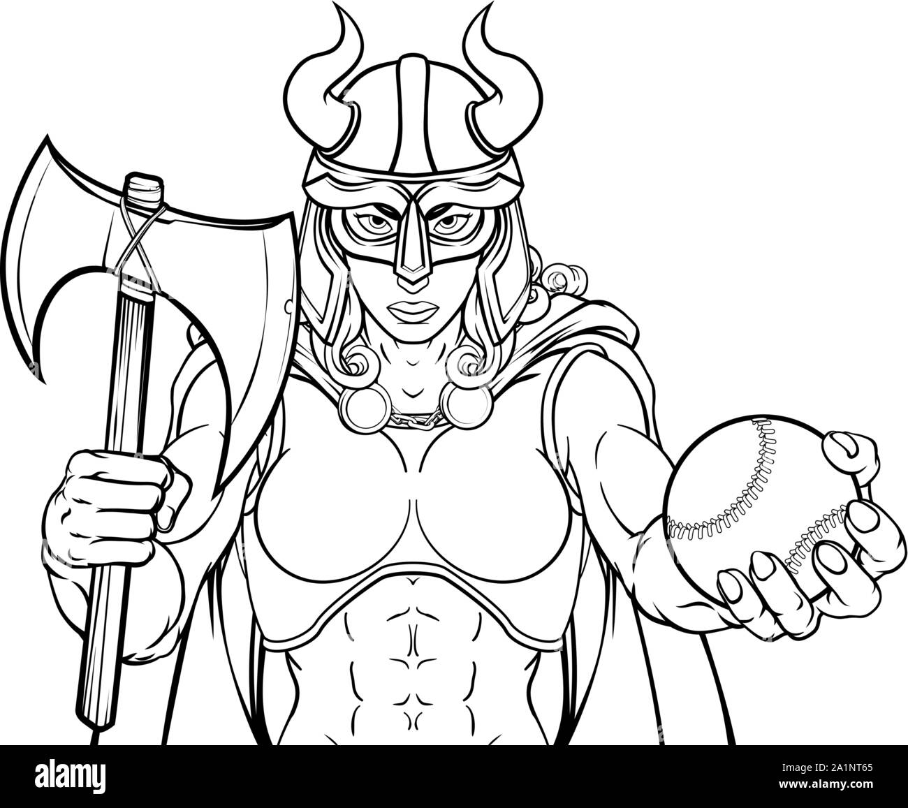 Femme Viking Warrior Woman Baseball Gladiator Illustration de Vecteur