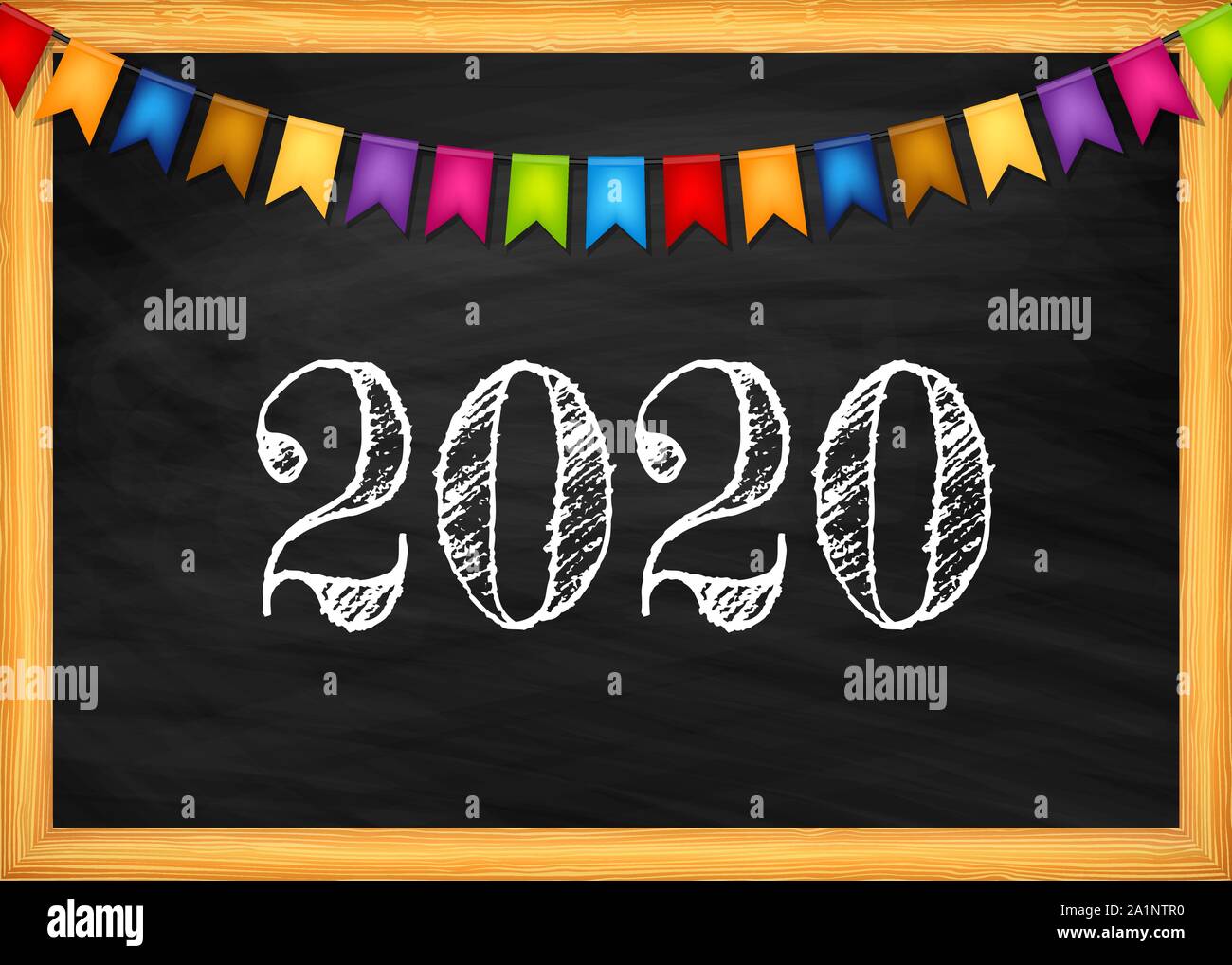 Bonne année 2020 texte sur tableau noir. Carte de vœux pour la partie vectorielle, invitations Illustration de Vecteur